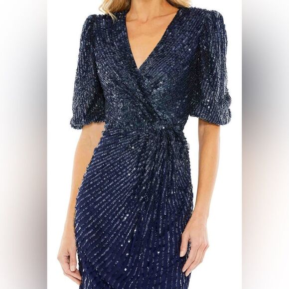 NWT Mac Duggal Midnight sequin midi dress style 5578 size 8 women's - Picture 3 of 16
